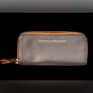 Dooney & Bourke City  Double Zip Clutch Wallet 3/4 Zip Charcoal EUC